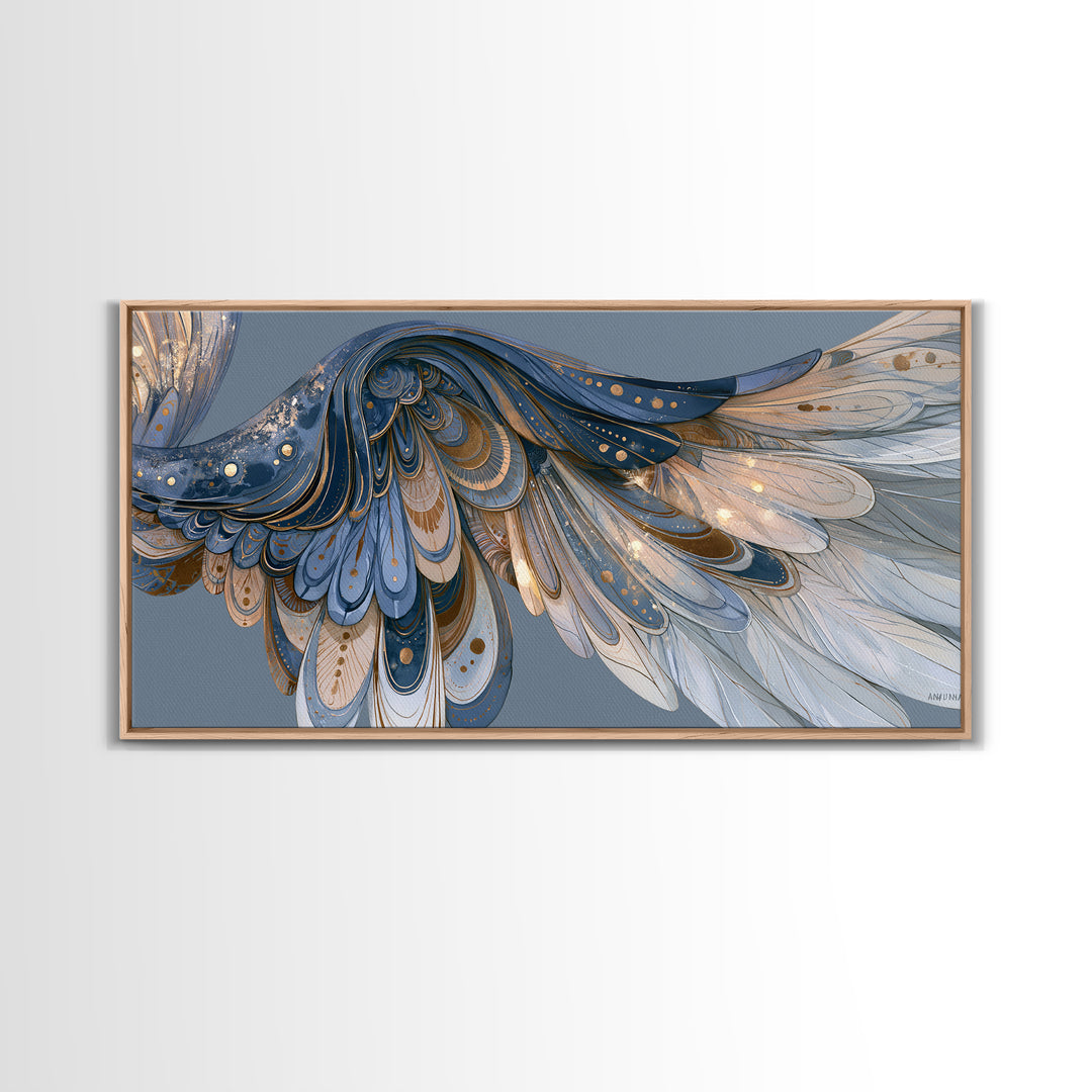 Angel Wings Emerging from Warm Light Canvas Print, Spiritual Art, Boho Wall Art, Living Room Decor, Oil Painting, Spirit, SPI-2x1-21