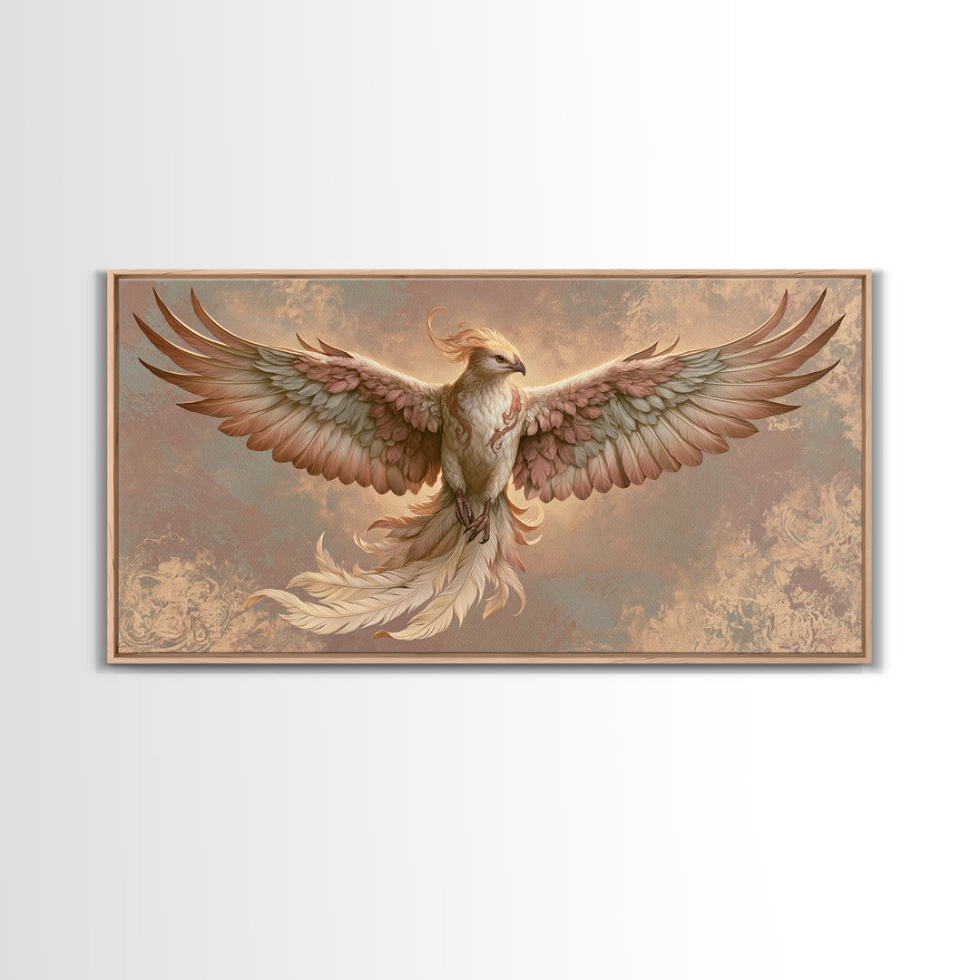 Phoenix Rising as Renewal Symbol Framed Canvas Print, Spiritual Art, Fine Art Print, Living Room Decor, Fine Art, Spirit, SPI-2x1-79