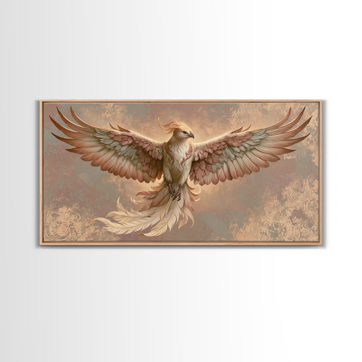 Phoenix Rising as Renewal Symbol Framed Canvas Print, Spiritual Art, Fine Art Print, Living Room Decor, Fine Art, Spirit, SPI-2x1-79