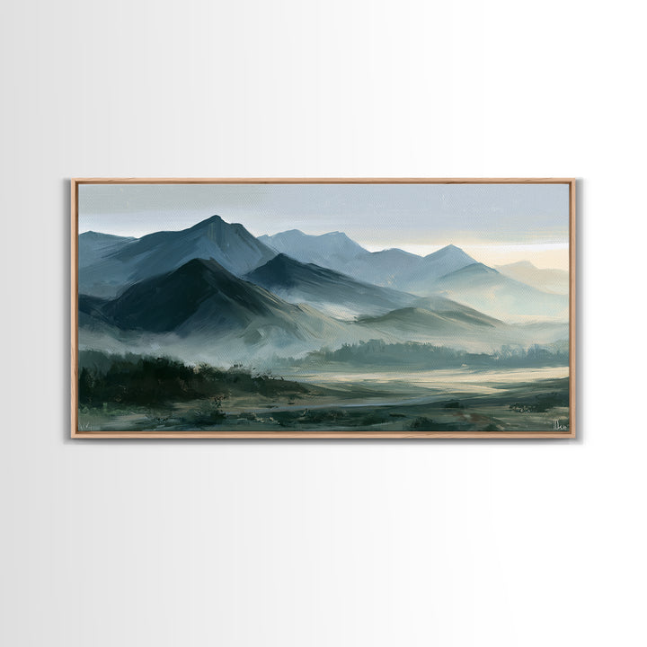 Mountain Sunrise as Awakening Symbol Canvas Print, Spiritual Art, Gallery Decor, Living Room Decor, Oil Painting, Spirit, SPI-2x1-89