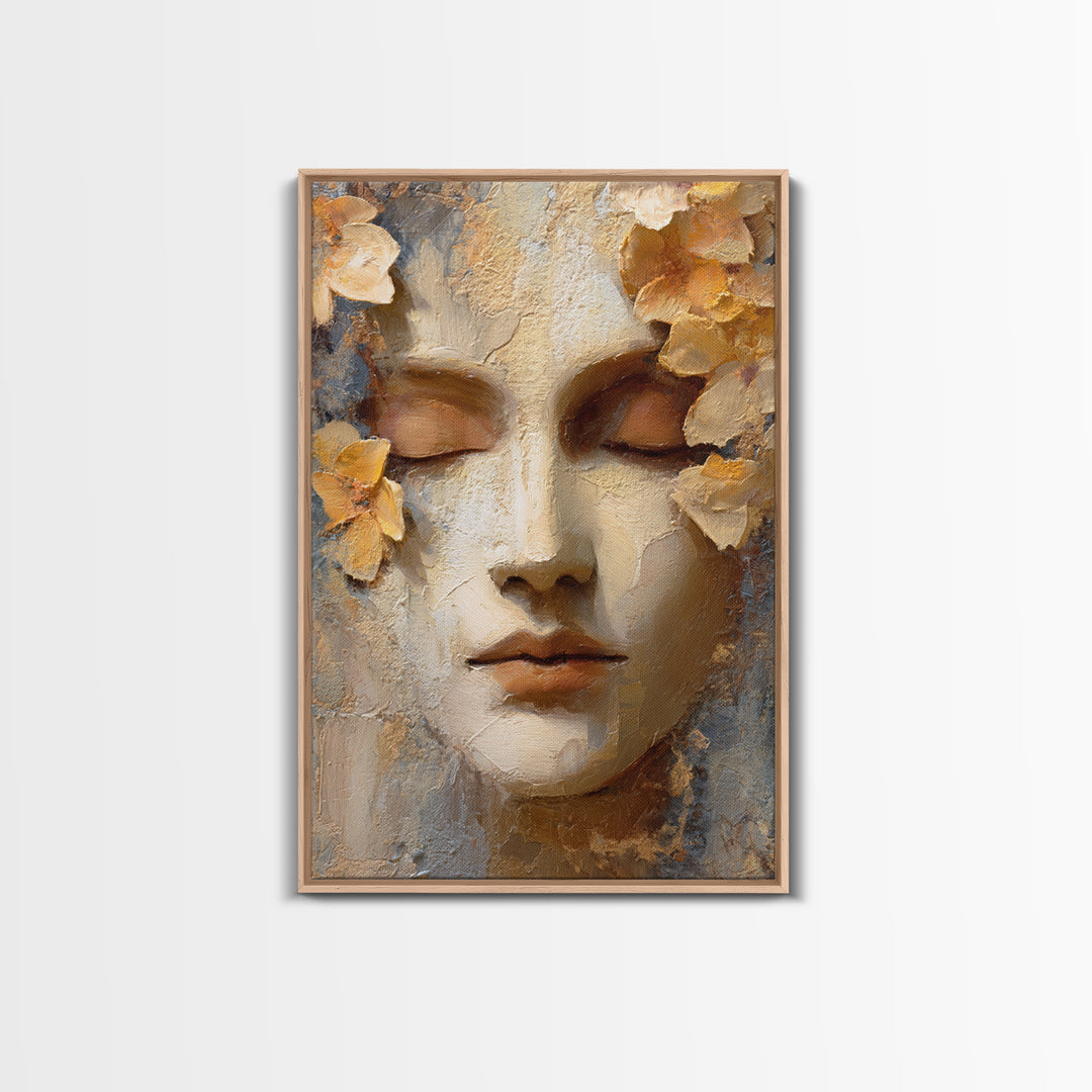 Third Eye Symbol Surrounded by Flowers Framed Canvas Print, Spiritual Art, Digital Print, Living Room Decor, Fine Art, Spirit, SPI-2x3-38