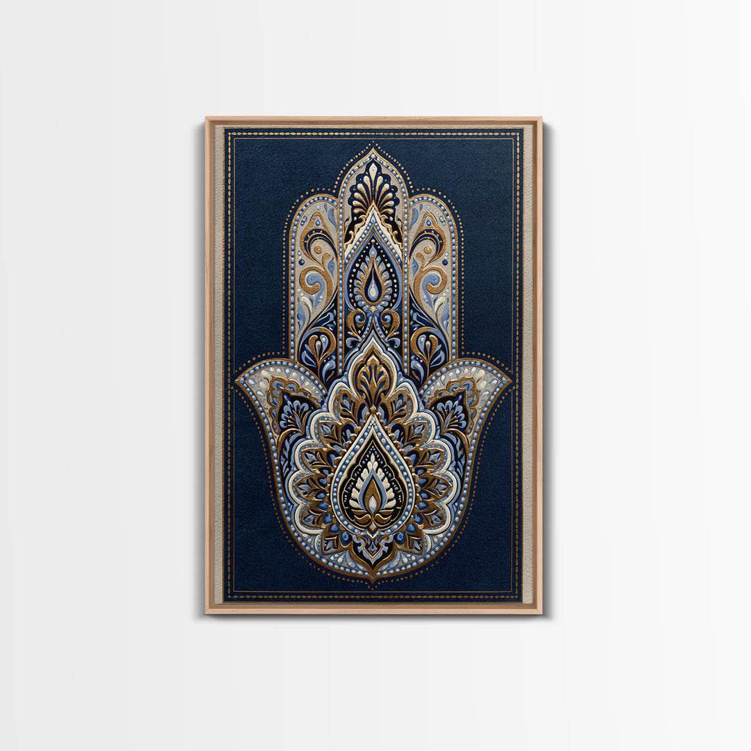 Protective Hand Motif Framed Canvas Print, Spiritual Art, Gallery Decor, Living Room Decor, Fine Art, Spirit, Poster, SPI-2x3-55