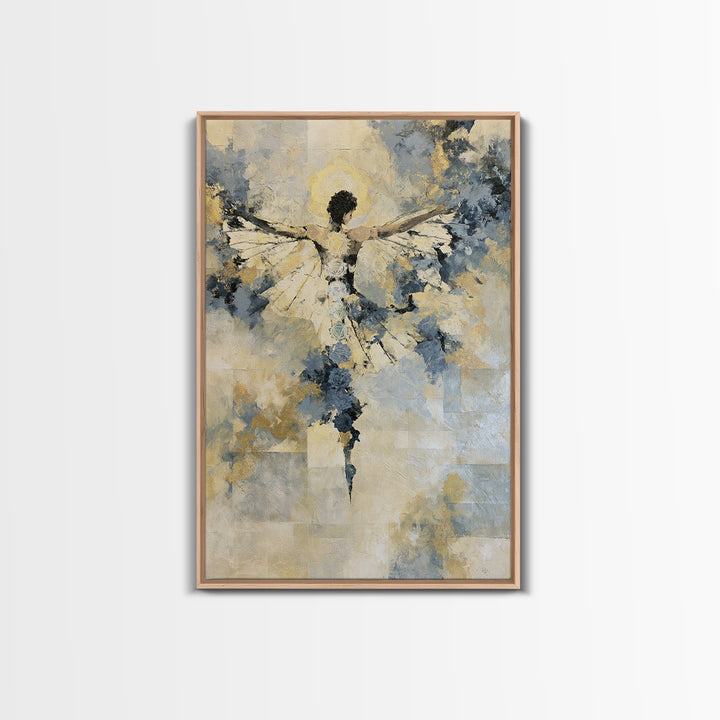Chakra Inspired Figure in Soft Colors Framed Canvas Print, Spiritual Art, Textured Painting, Living Room Decor, Spirit, SPI-2x3-63