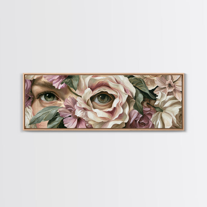 Third Eye Symbol Surrounded by Flowers Canvas Print, Spiritual Art, Art Prints, Living Room Decor, Spirit, Abstract Wall Art, SPI-3x1-22