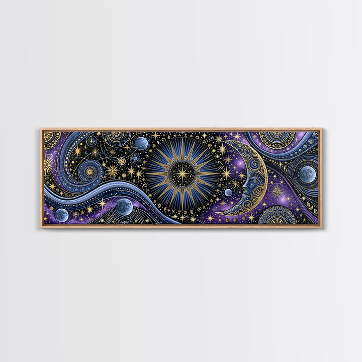 Sun and Moon Spiritual Balance Composition Canvas Print, Spiritual Art, Wall Art, Living Room Decor, Fine Art, Spirit, SPI-3x1-48