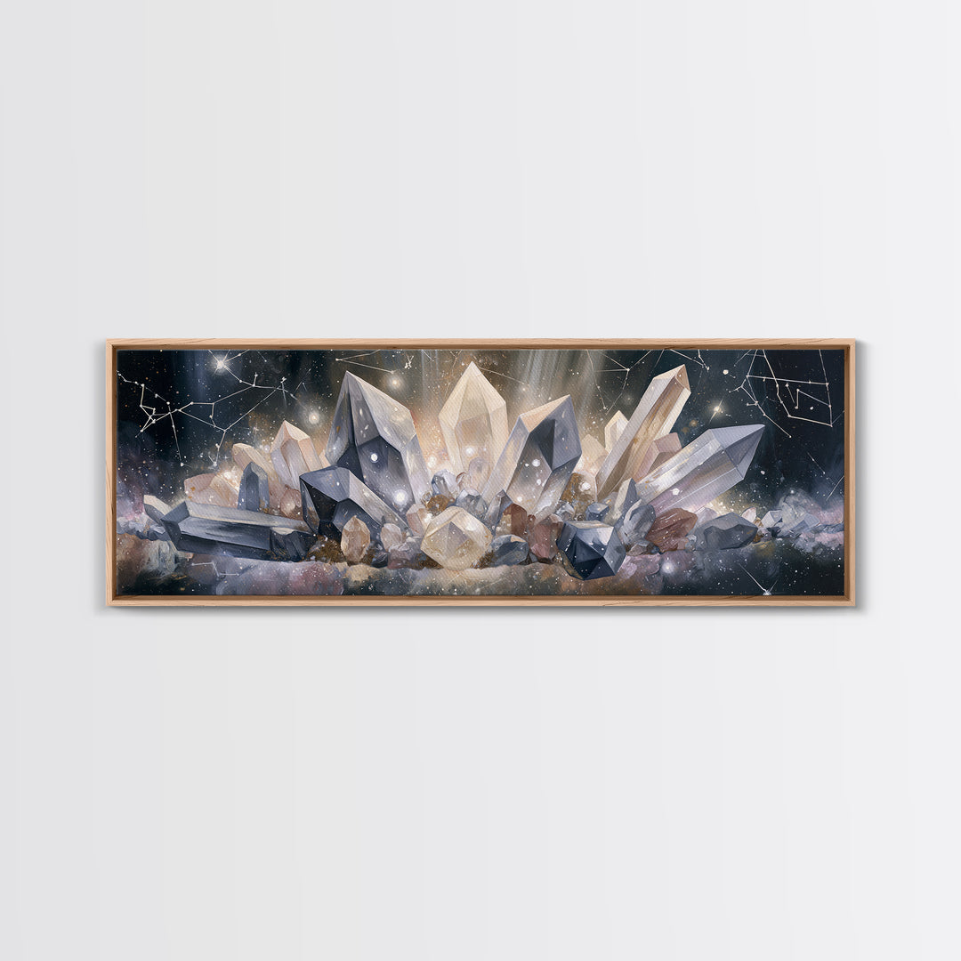 Crystal Cluster with Moonlight Reflections Canvas Print, Spiritual Art, Christian Decor, Living Room Decor, Spirit, Art Print, SPI-3x1-5