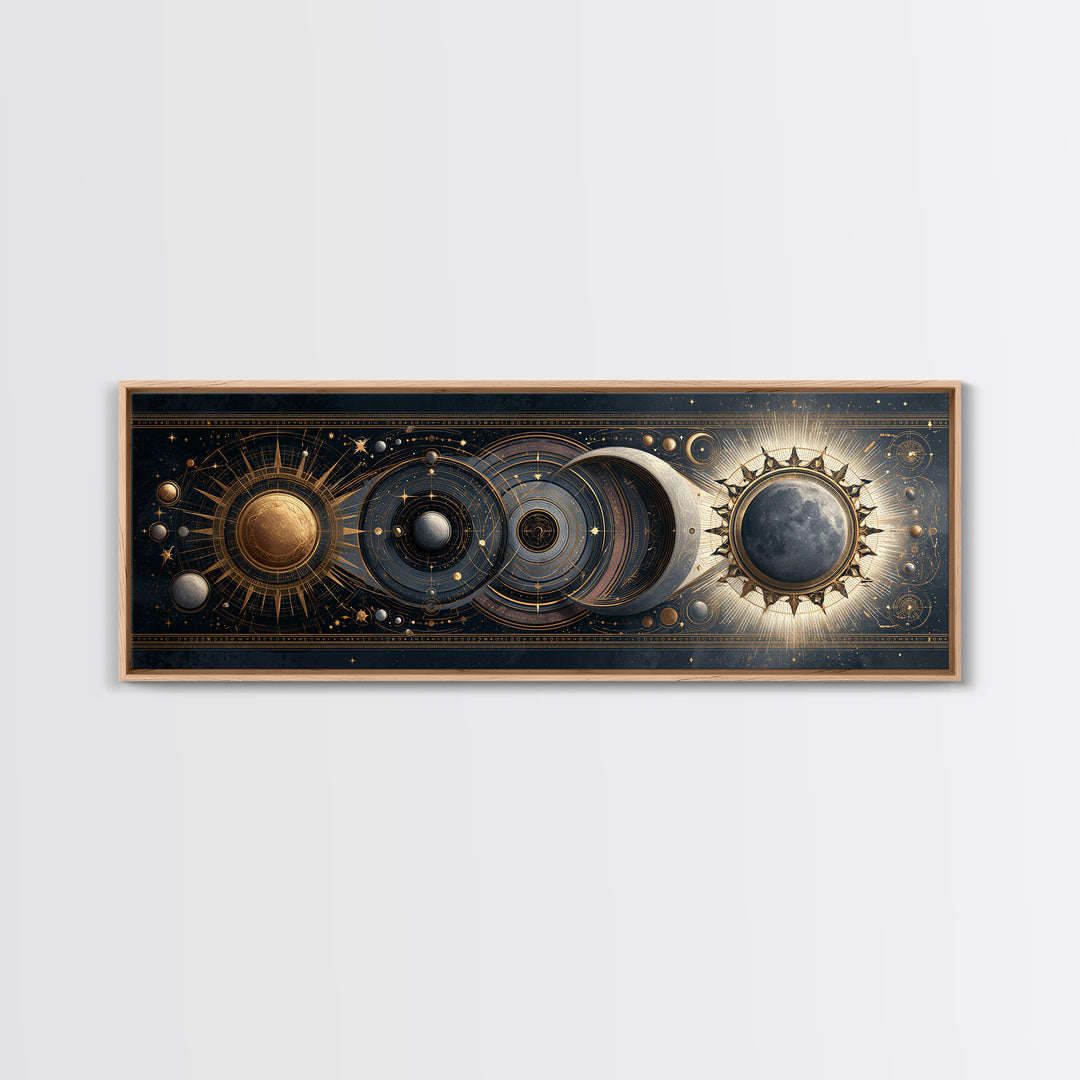 Sun and Moon Spiritual Balance Composition Canvas Print, Spiritual Art, Wallart, Living Room Decor, Fine Art, Spirit, SPI-3x1-96