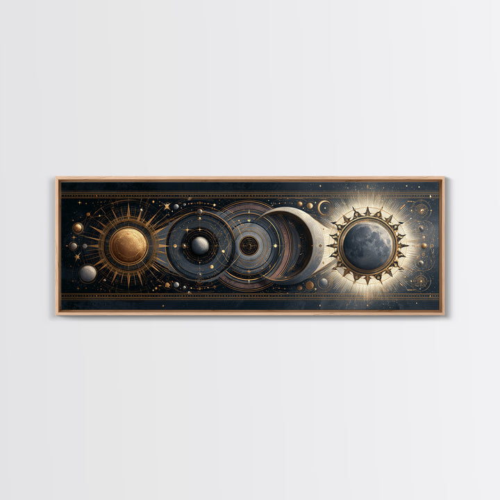 Sun and Moon Spiritual Balance Composition Canvas Print, Spiritual Art, Wallart, Living Room Decor, Fine Art, Spirit, SPI-3x1-96