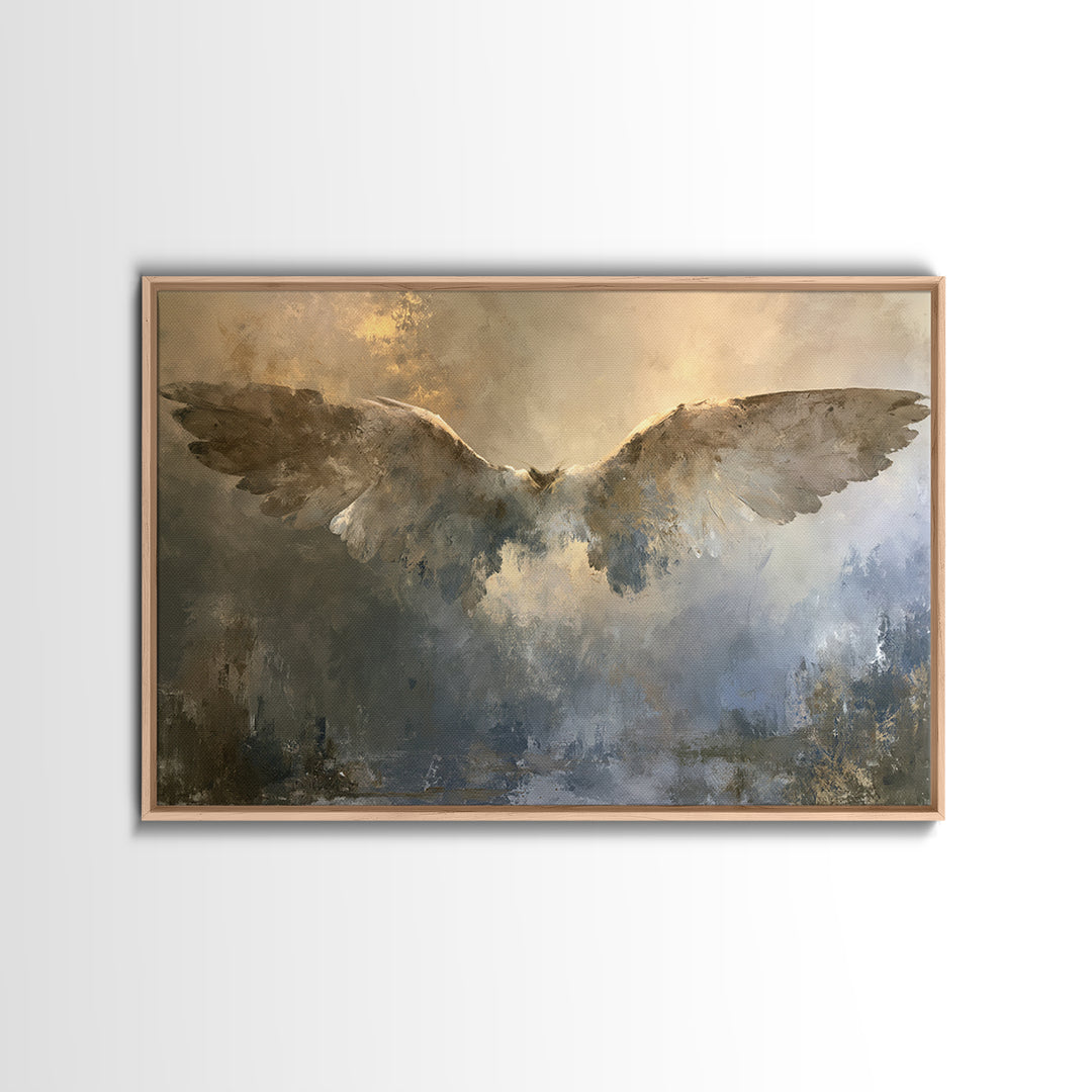 Angel Wings Emerging from Warm Light Canvas Print, Spiritual Art, Art Prints, Living Room Decor, Spirit, Abstract Wall Art, SPI-3x2-29