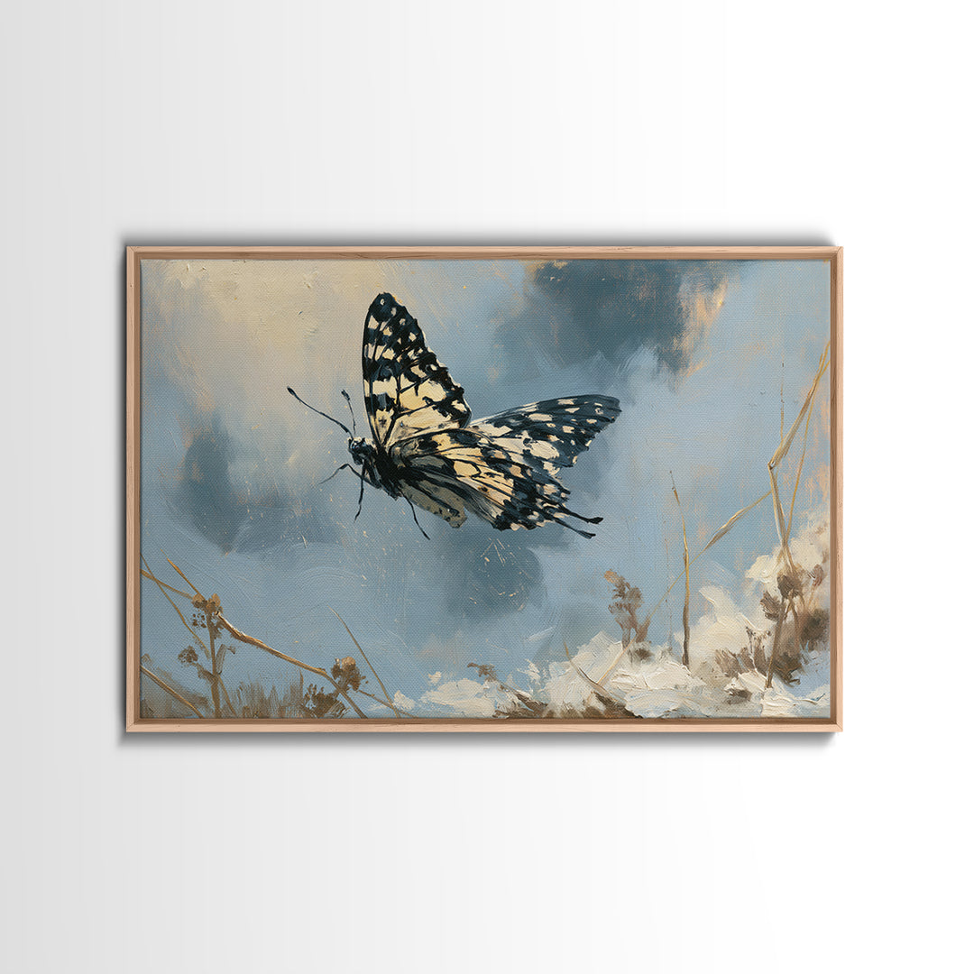 Butterfly Transformation Scene Canvas Print, Spiritual Art, Minimalist Wall Art, Living Room Decor, Abstract Art, Spirit, SPI-3x2-43