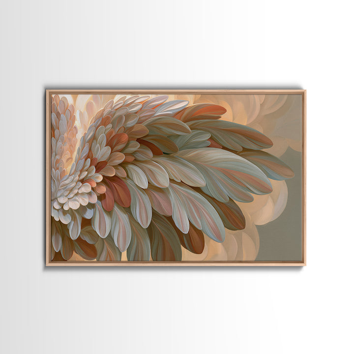 Angel Wings Emerging from Warm Light Framed Canvas Print, Spiritual Art, Christian Wall Art, Living Room Decor, Spirit, SPI-3x2-77