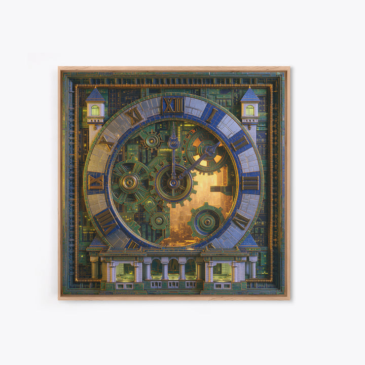 Clock Tower Gears Canvas Print, Steampunk Art, Abstract Art Print, Living Room Decor, Watercolor Art, Mechanic, STE-1x1-13
