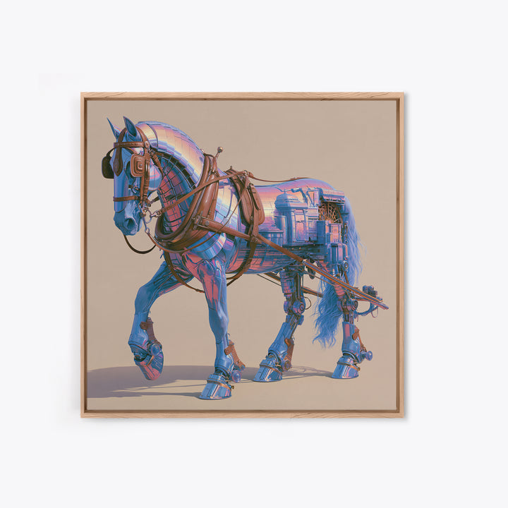 Steam Powered Horse Framed Canvas Print, Steampunk Art, Wall Art Living Room, Living Room Decor, Mechanic, Modern Decor, STE-1x1-39