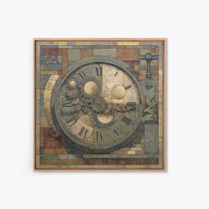 Gear Heart with Pipes and Valves Framed Canvas Print, Steampunk Art, Abstract Art, Living Room Decor, Fine Art, Mechanic, STE-1x1-44