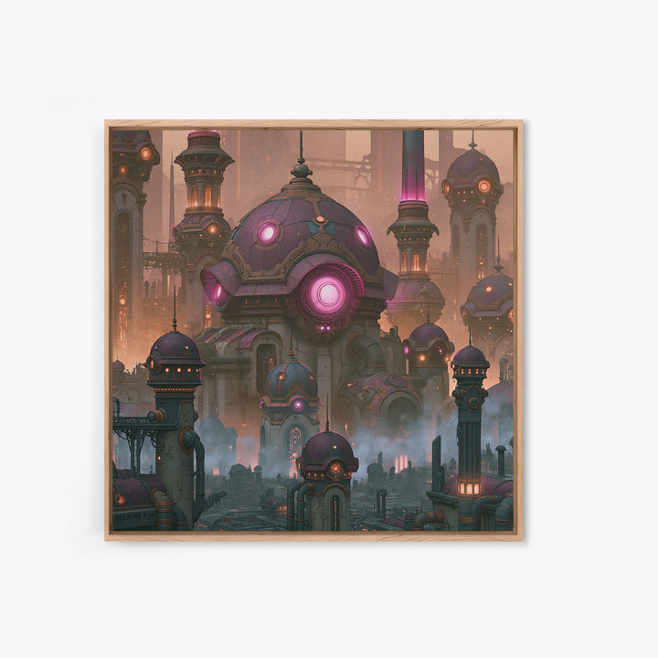Steam Powered City Skyline Canvas Print, Steampunk Art, Luxury Decor, Living Room Decor, Abstract Art, Mechanic, STE-1x1-45
