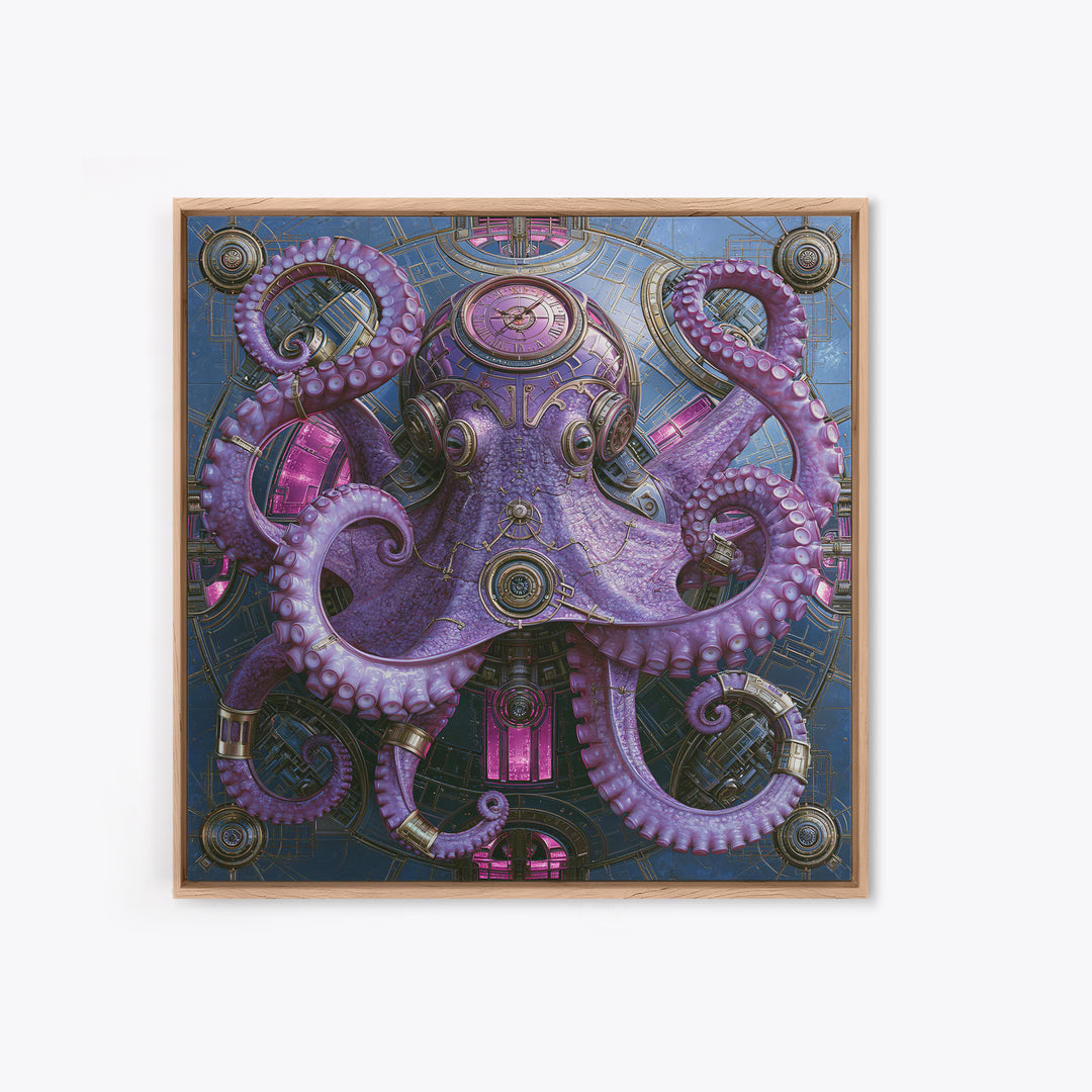 Steampunk Octopus with Brass Tentacles Canvas Print, Steampunk Art, Fine Art Print, Living Room Decor, Fine Art, Mechanic, STE-1x1-5