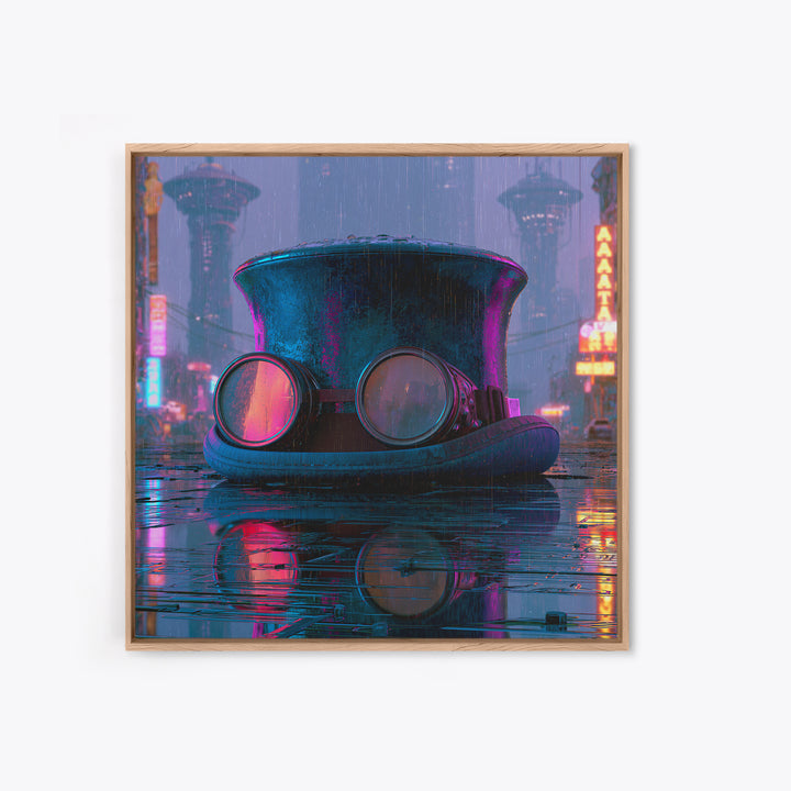 Top Hat and Goggles Still Life Framed Canvas Print, Steampunk Art, Wall Art Print, Living Room Decor, Fine Art, Mechanic, STE-1x1-52
