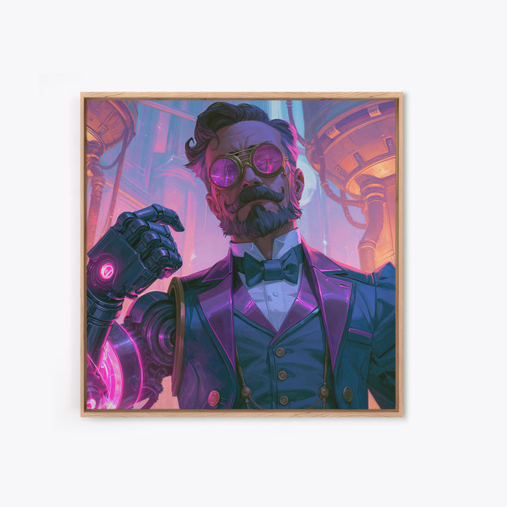 Victorian Inventor Portrait Canvas Print, Steampunk Art, Abstract Art Print, Living Room Decor, Fine Art, Mechanic, STE-1x1-55