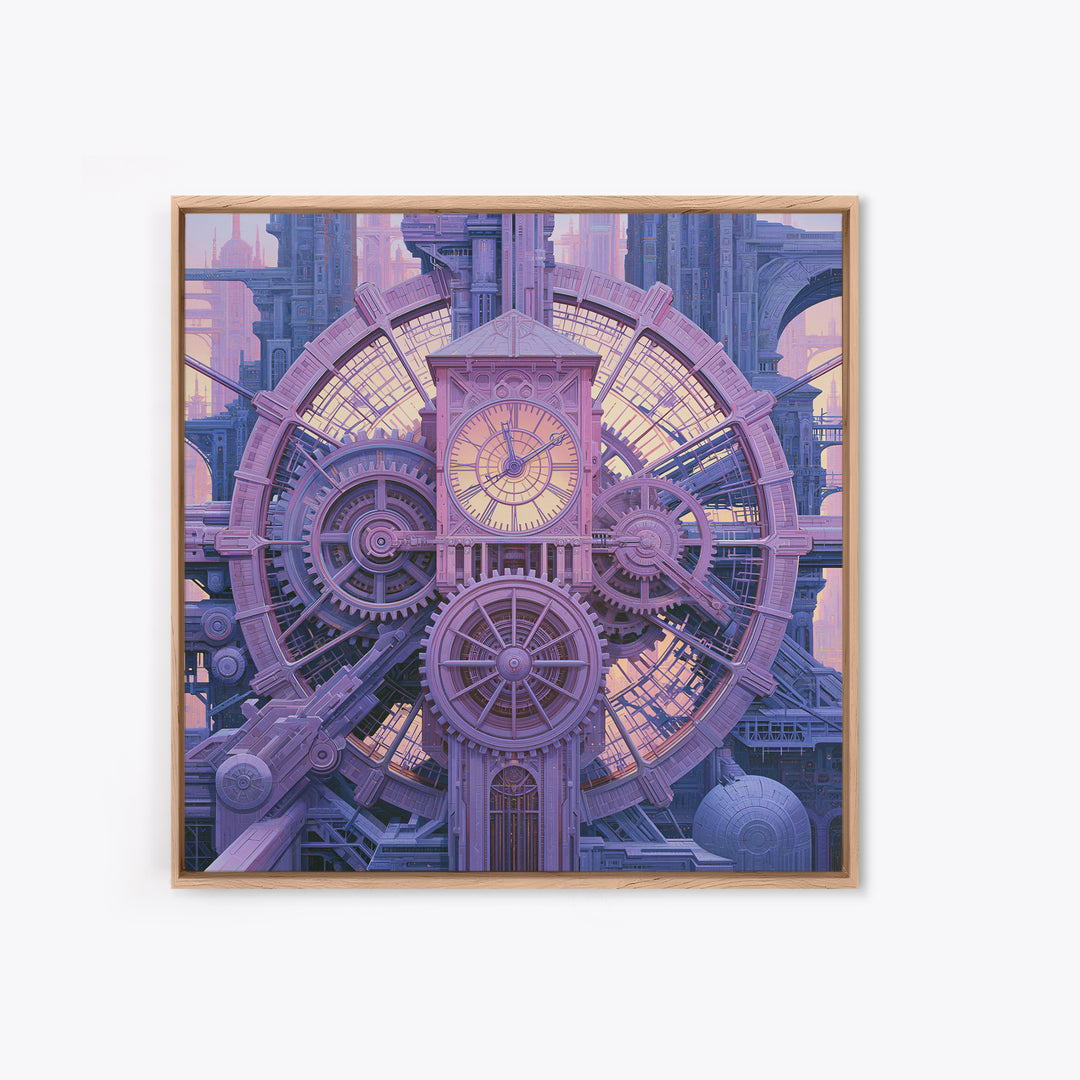 Clock Tower Gears Framed Canvas Print, Steampunk Art, Boho Decor, Living Room Decor, Oil Painting, Mechanic, Art Print, STE-1x1-61