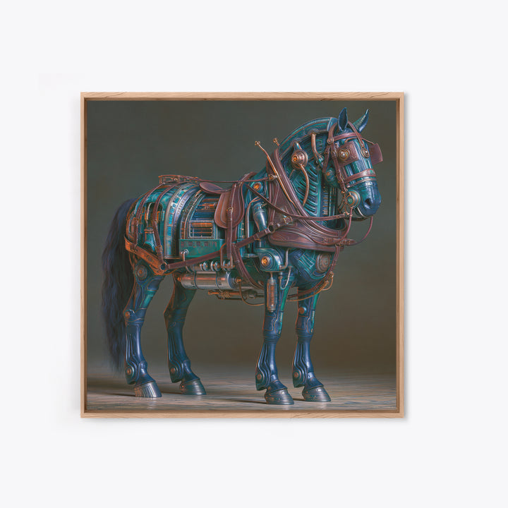 Steam Powered Horse Framed Canvas Print, Steampunk Art, Neutral Decor, Living Room Decor, Fine Art, Mechanic, Home Decor, STE-1x1-63