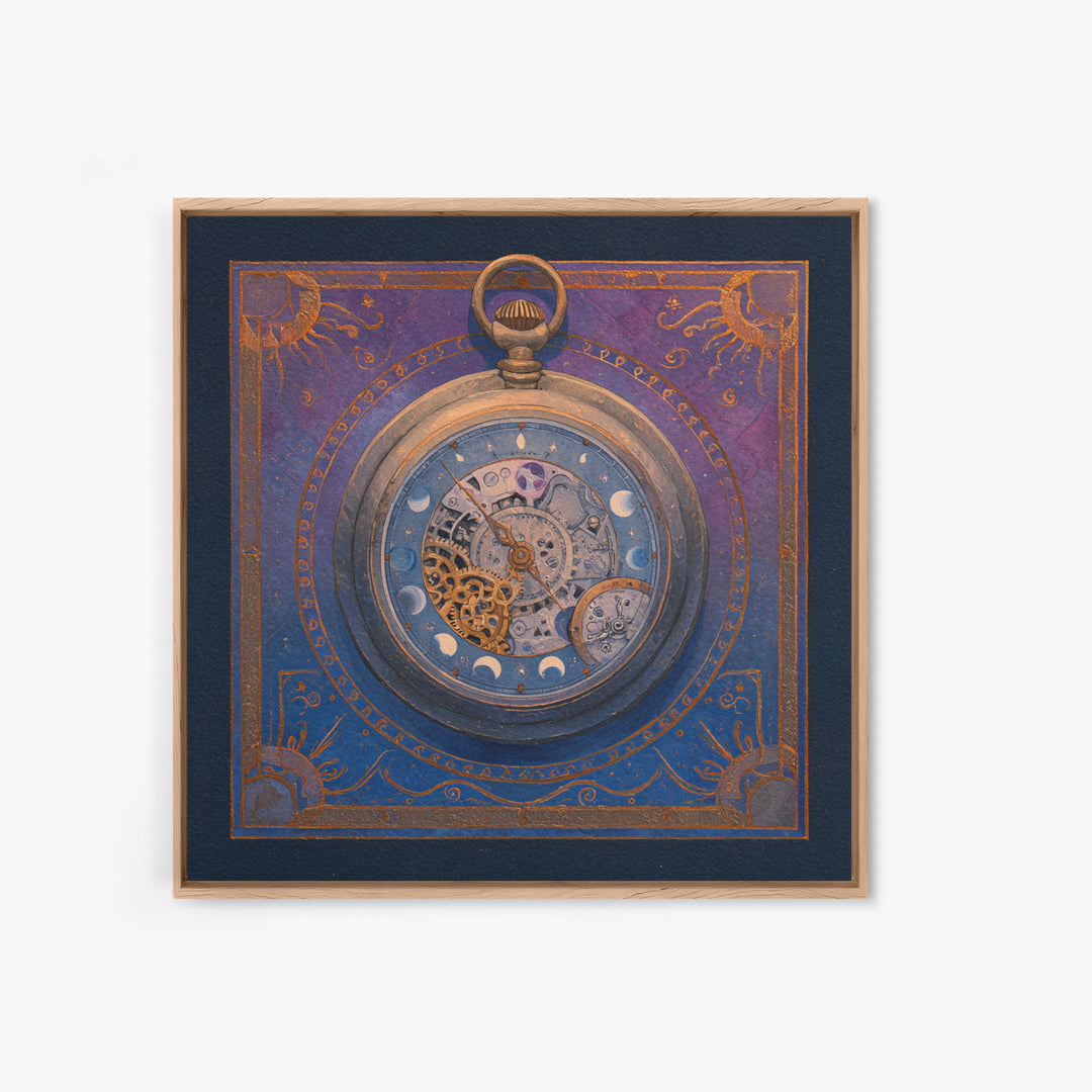 Gear Filled Pocket Watch Framed Canvas Print, Steampunk Art, Steampunk, Living Room Decor, Mechanic, Wall Art Living Room, STE-1x1-8