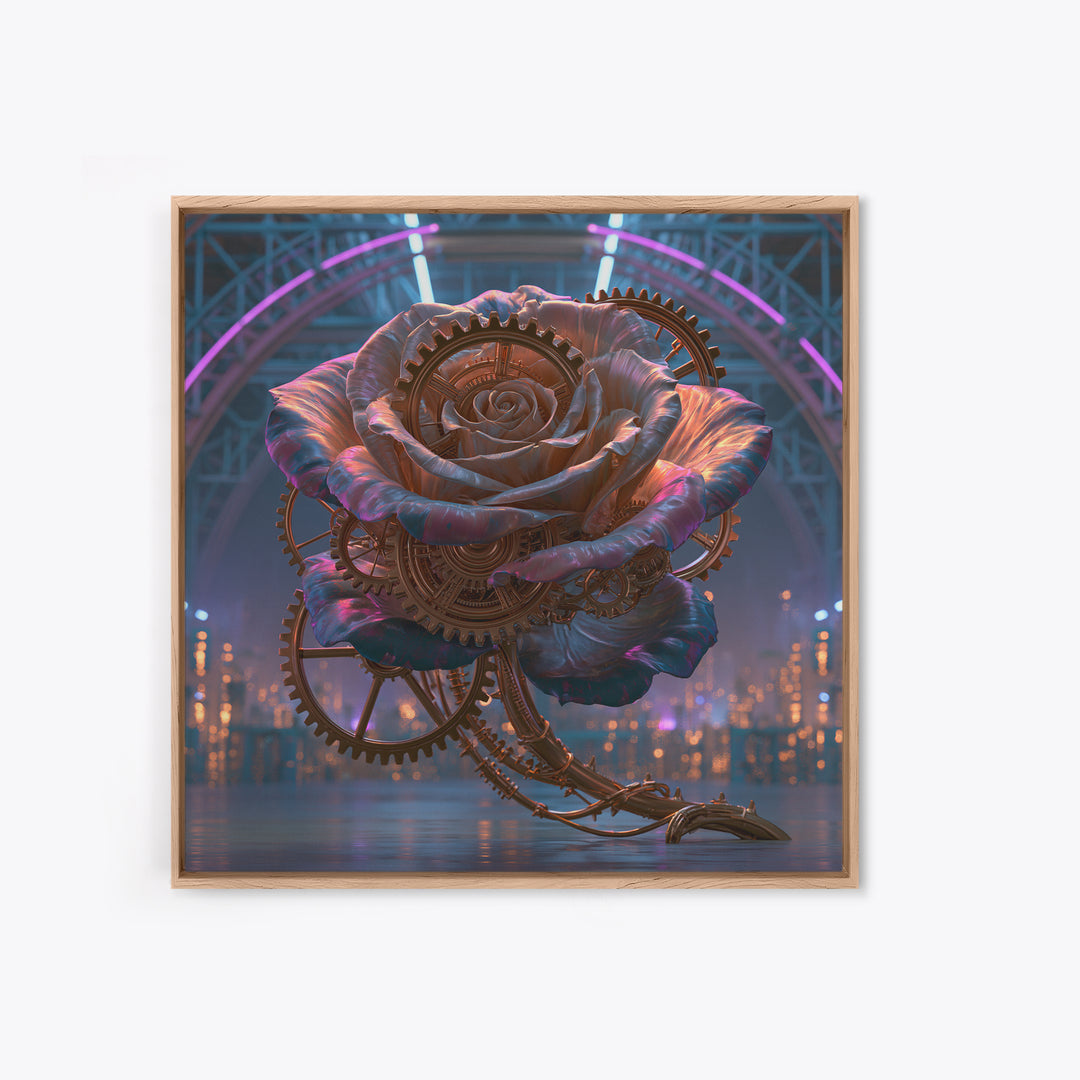 Mechanical Rose Made of Copper Gears Canvas Print, Steampunk Art, Wall Decor, Living Room Decor, Mechanic, Whimsical Decor, STE-1x1-99