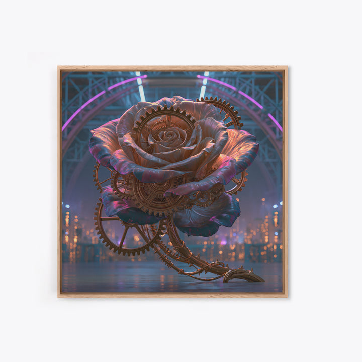 Mechanical Rose Made of Copper Gears Canvas Print, Steampunk Art, Wall Decor, Living Room Decor, Mechanic, Whimsical Decor, STE-1x1-99