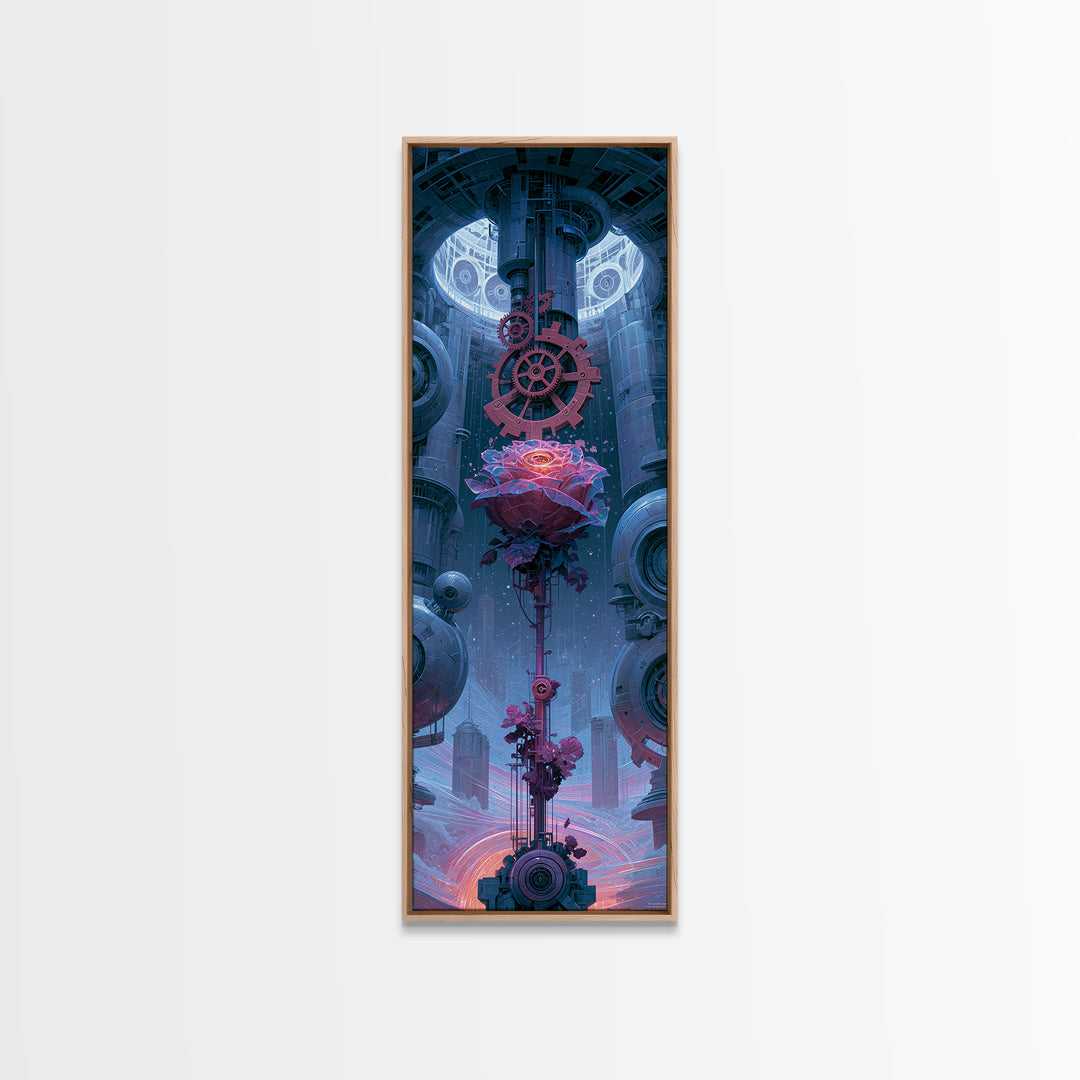 Mechanical Rose Made of Copper Gears Framed Canvas Print, Steampunk Art, Canvas Art, Living Room Decor, Abstract Art, Mechanic, STE-1x3-15