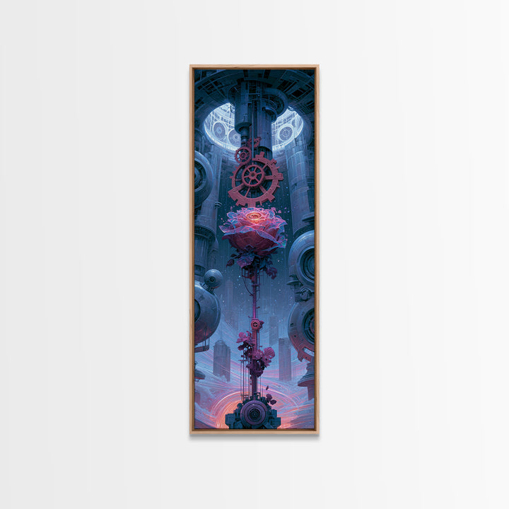 Mechanical Rose Made of Copper Gears Framed Canvas Print, Steampunk Art, Canvas Art, Living Room Decor, Abstract Art, Mechanic, STE-1x3-15