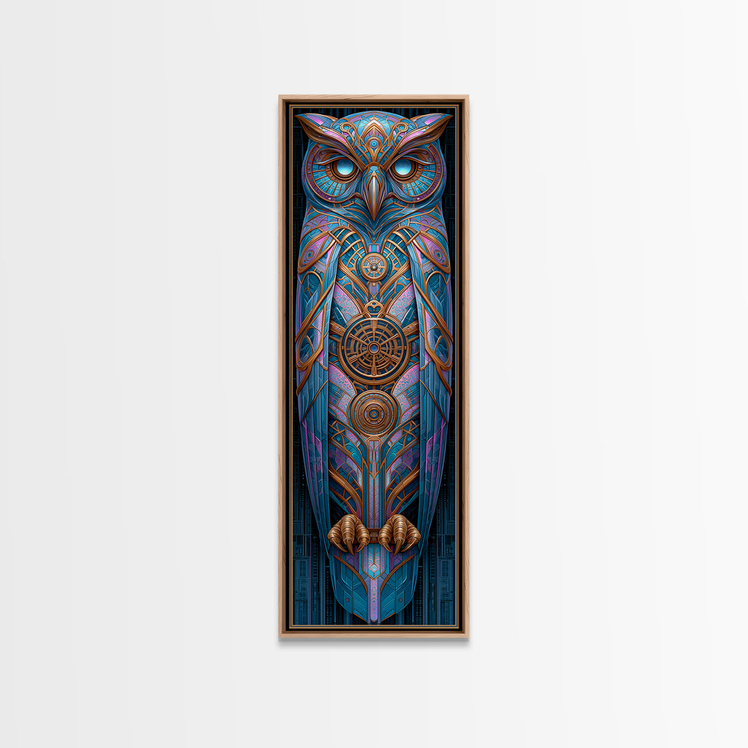 Brass Clockwork Owl Canvas Print, Steampunk Art, Minimalist Decor, Living Room Decor, Fine Art, Mechanic, Abstract Art, STE-1x3-37