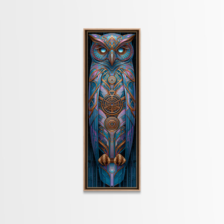 Brass Clockwork Owl Canvas Print, Steampunk Art, Minimalist Decor, Living Room Decor, Fine Art, Mechanic, Abstract Art, STE-1x3-37