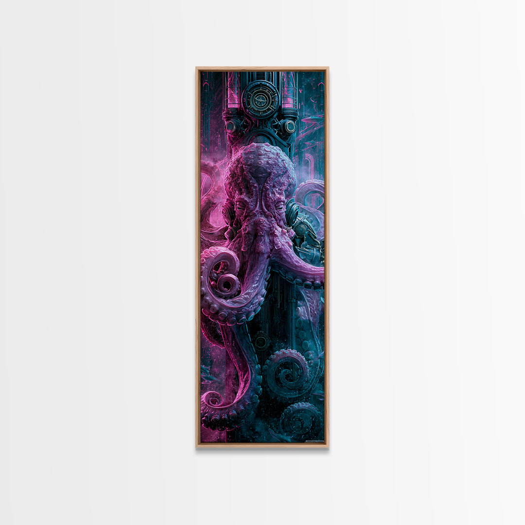Steampunk Octopus with Brass Tentacles Canvas Print, Steampunk Art, Retro Decor, Living Room Decor, Fine Art, Mechanic, STE-1x3-41