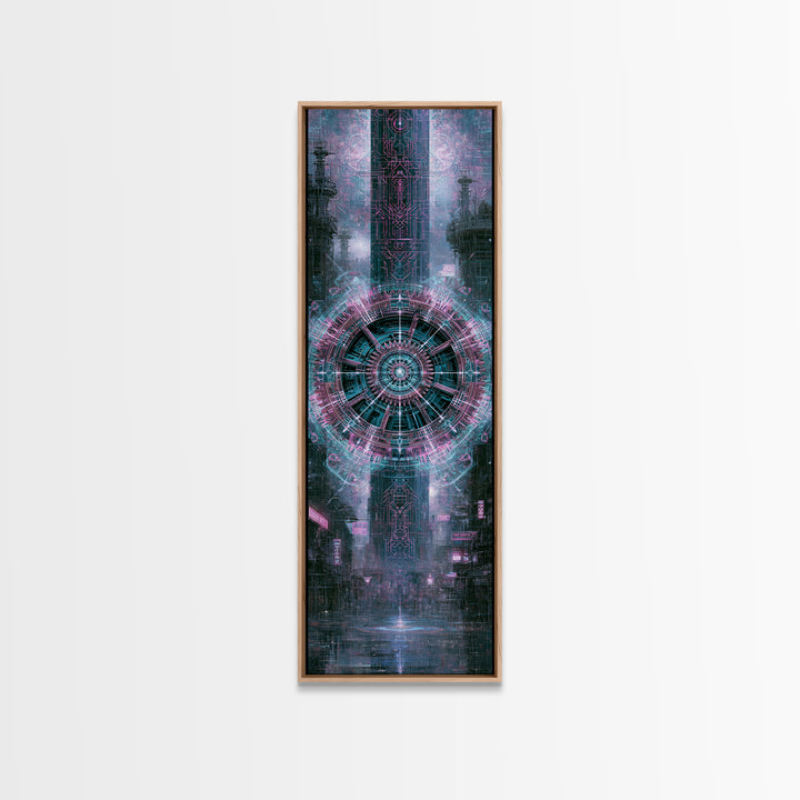 Cogwheel Mandala in Bronze and Teal Framed Canvas Print, Steampunk Art, Art Nouveau, Living Room Decor, Fine Art, Mechanic, STE-1x3-52