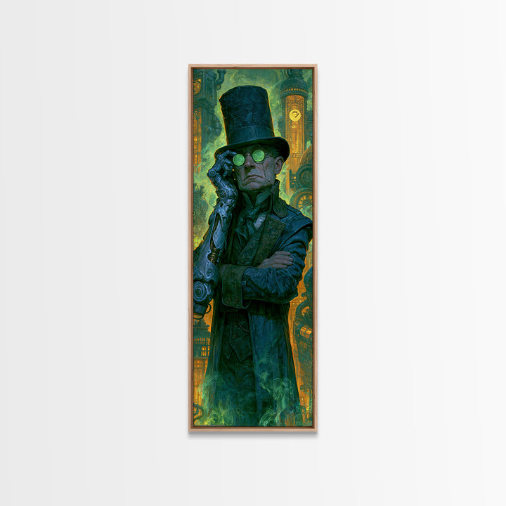 Victorian Inventor Portrait Canvas Print, Steampunk Art, Abstract Art Print, Living Room Decor, Fine Art, Mechanic, STE-1x3-67