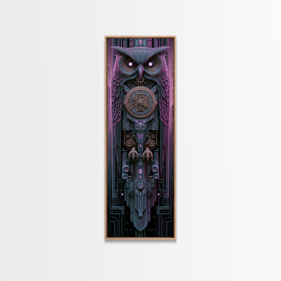 Brass Clockwork Owl Canvas Print, Steampunk Art, Art Nouveau, Living Room Decor, Mechanic, Modern Art, Digital Download Art, STE-1x3-85