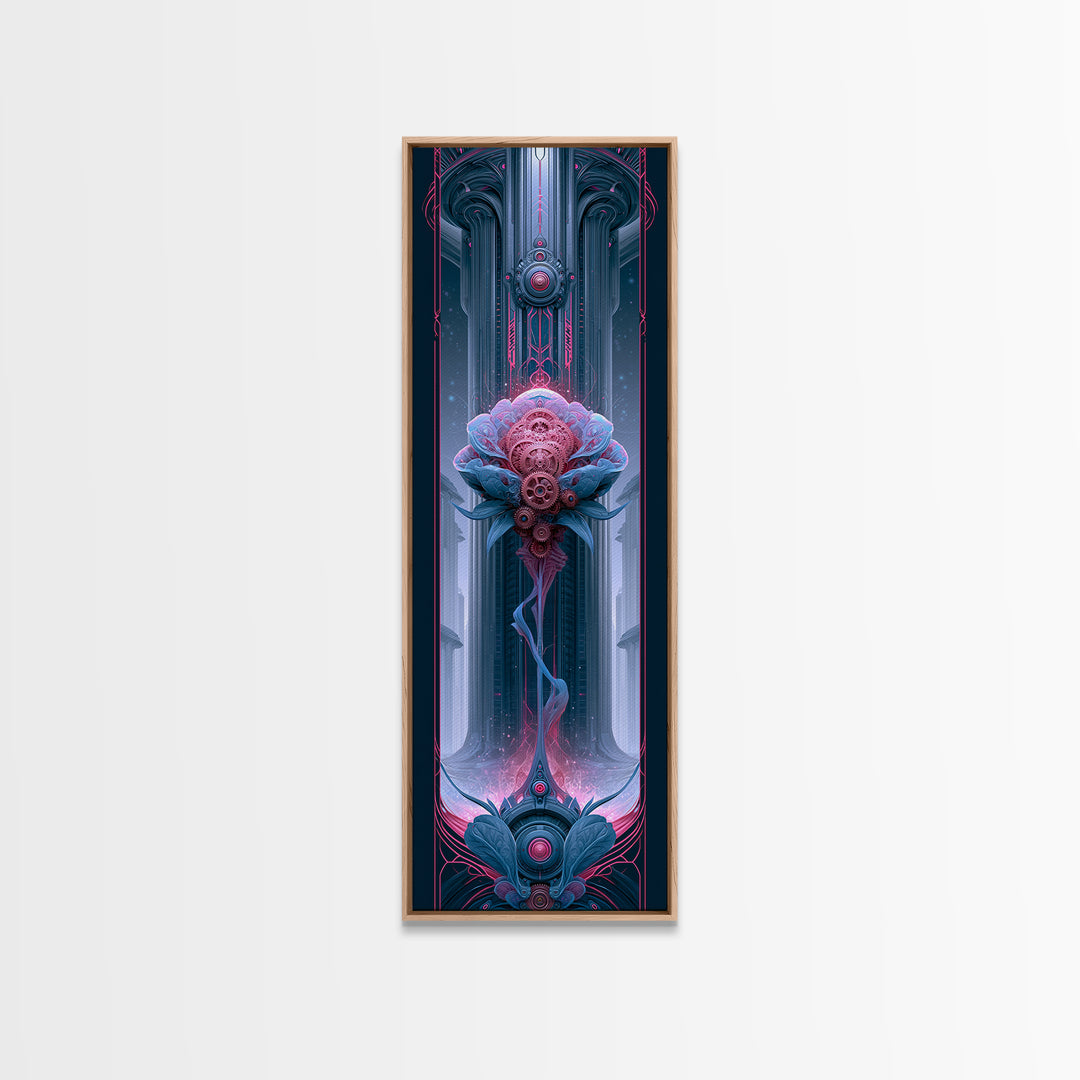 Mechanical Rose Made of Copper Gears Framed Canvas Print, Steampunk Art, Statement Artwork, Living Room Decor, Mechanic, STE-1x3-87