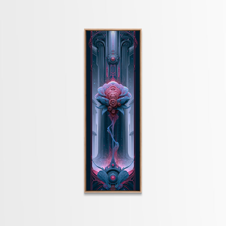 Mechanical Rose Made of Copper Gears Framed Canvas Print, Steampunk Art, Statement Artwork, Living Room Decor, Mechanic, STE-1x3-87