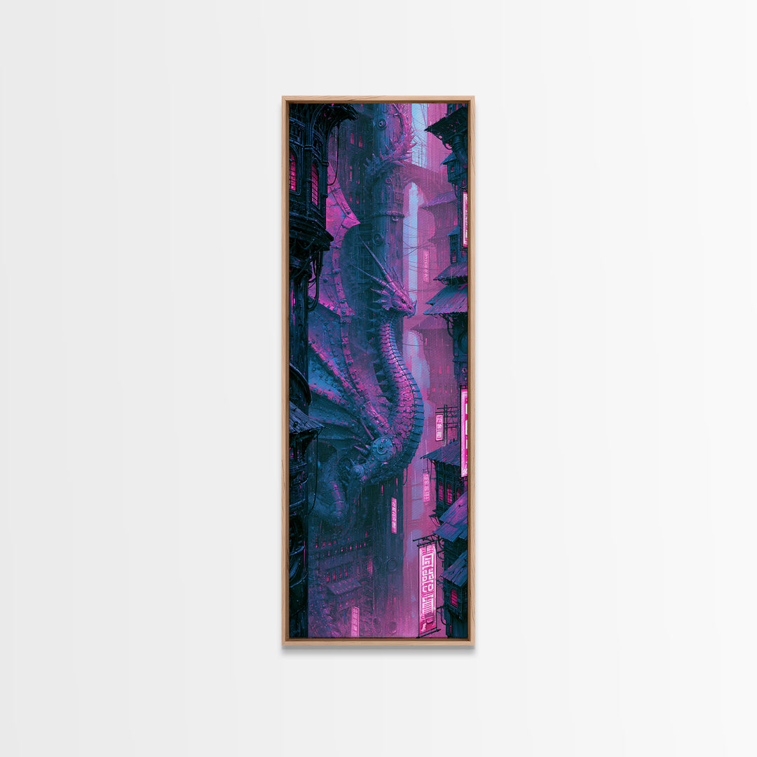 Copper Dragon with Riveted Wings Canvas Print, Steampunk Art, Room Decor, Living Room Decor, Fine Art, Mechanic, Original Art, STE-1x3-94