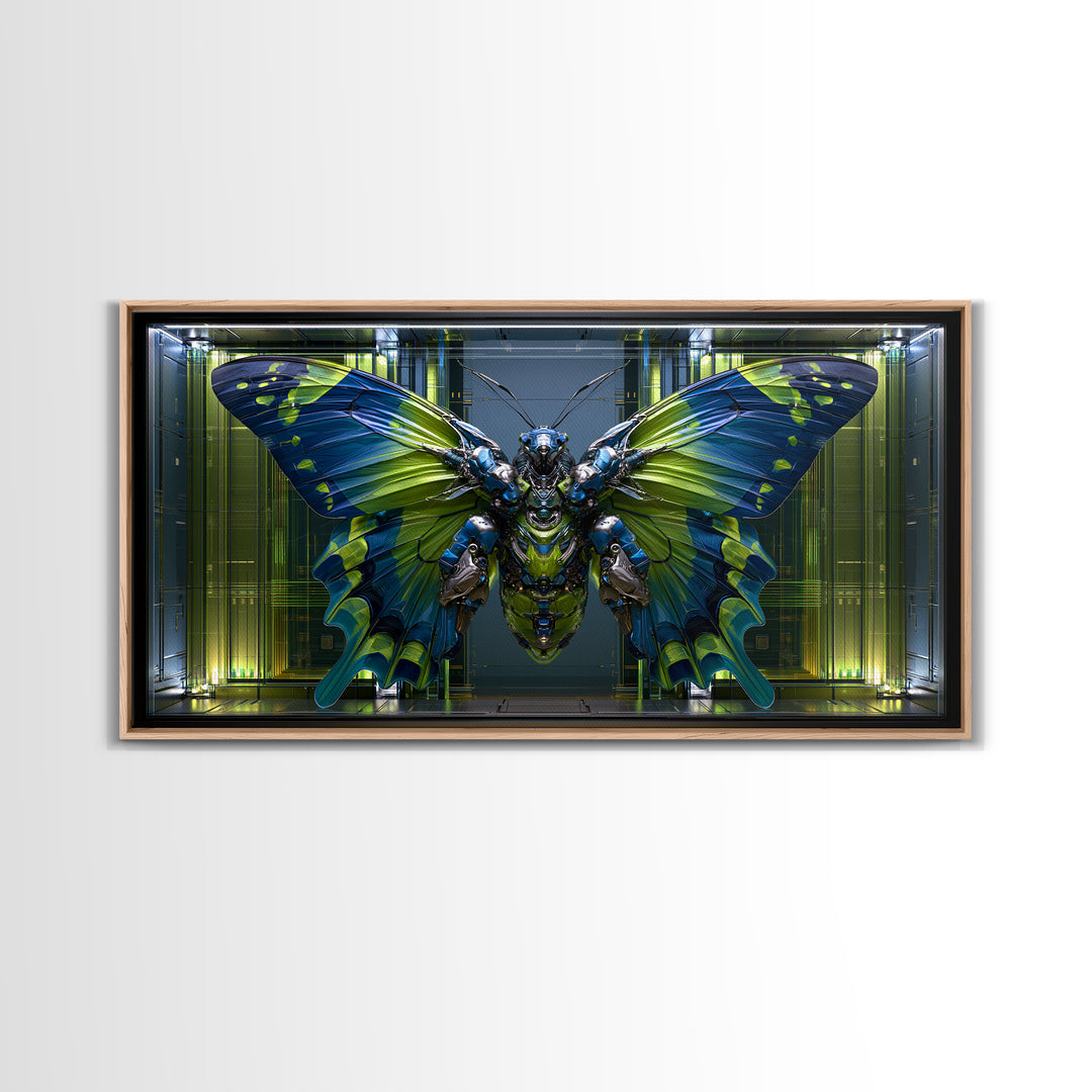 Mechanical Butterfly Specimen Framed Canvas Print, Steampunk Art, Contemporary Art, Living Room Decor, Fine Art, Mechanic, STE-2x1-10