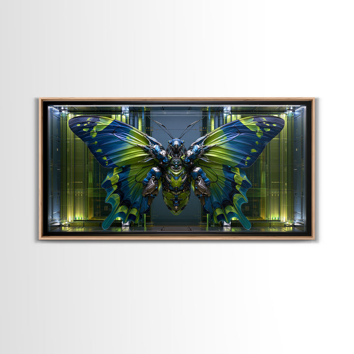 Mechanical Butterfly Specimen Framed Canvas Print, Steampunk Art, Contemporary Art, Living Room Decor, Fine Art, Mechanic, STE-2x1-10