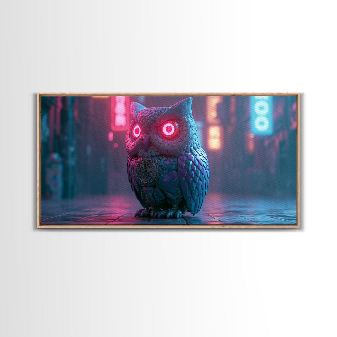 Brass Clockwork Owl Canvas Print, Steampunk Art, Living Room Decor, Oil Painting, Mechanic, Whimsigoth Decor, STE-2x1-21
