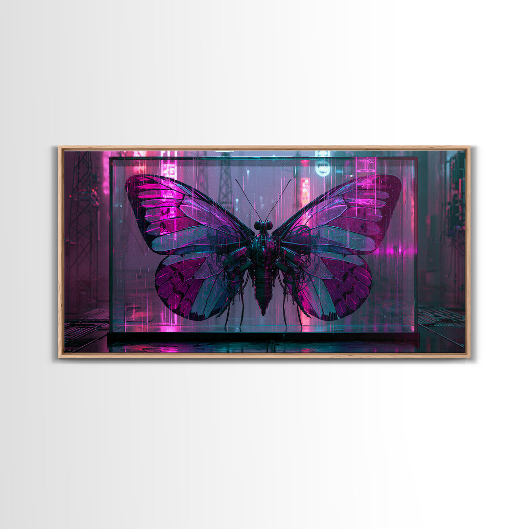 Mechanical Butterfly Specimen Framed Canvas Print, Steampunk Art, Contemporary Art, Living Room Decor, Fine Art, Mechanic, STE-2x1-34
