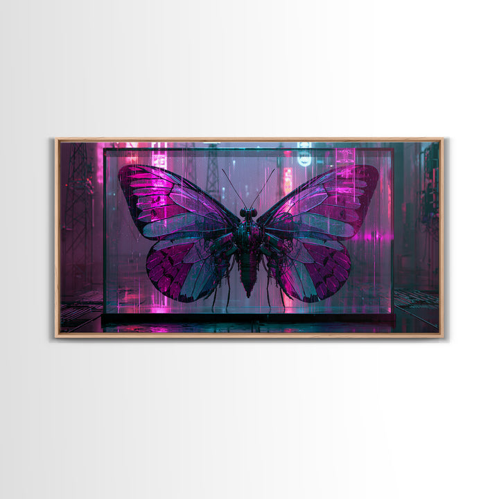 Mechanical Butterfly Specimen Framed Canvas Print, Steampunk Art, Contemporary Art, Living Room Decor, Fine Art, Mechanic, STE-2x1-34