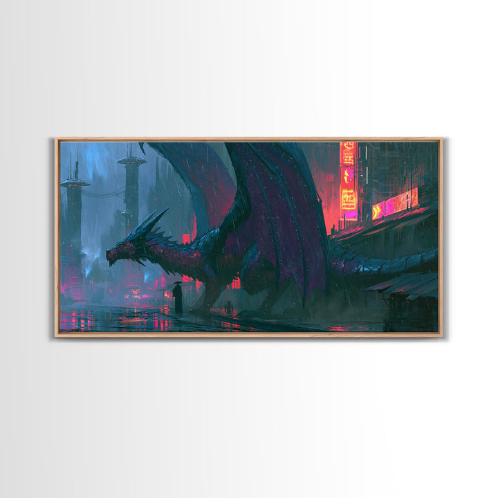 Copper Dragon with Riveted Wings Canvas Print, Steampunk Art, Halloween Decor, Living Room Decor, Fine Art, Mechanic, STE-2x1-78