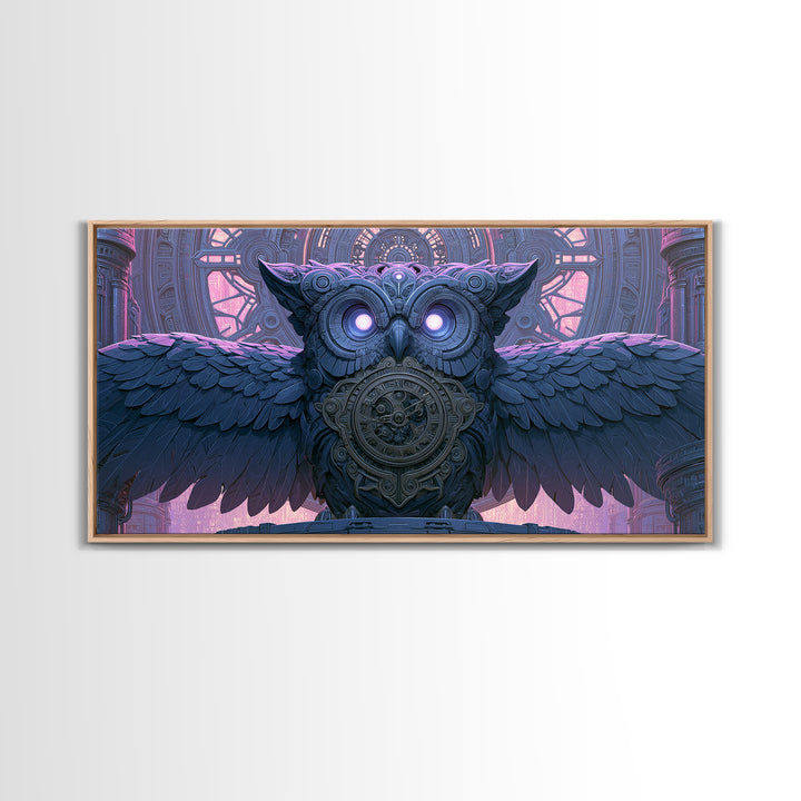 Brass Clockwork Owl Canvas Print, Steampunk Art, Wall Art Print, Living Room Decor, Fine Art, Mechanic, Gallery Decor, STE-2x1-93