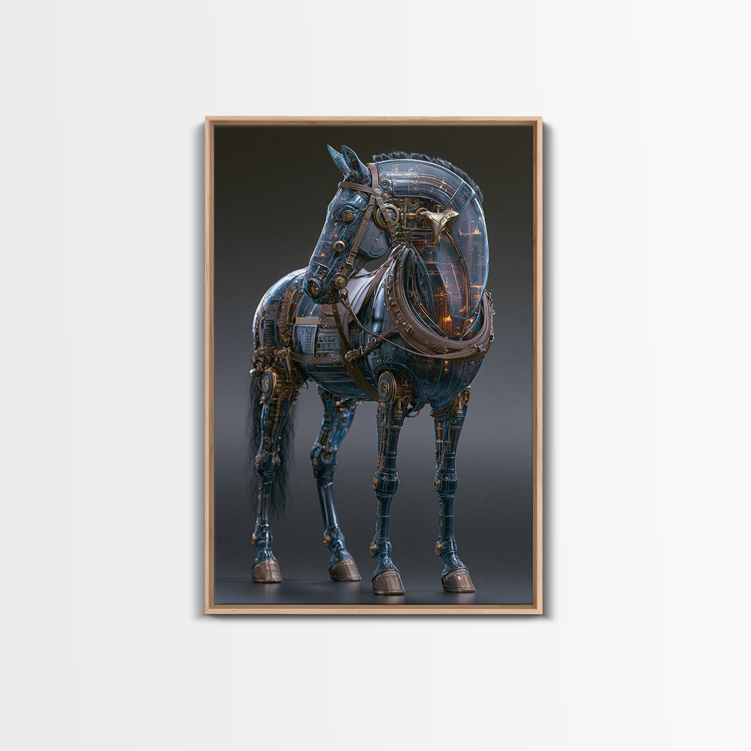 Steam Powered Horse Canvas Print, Steampunk Art, Digital Art, Living Room Decor, Mechanic, Wall Art Print, Whimsigoth Decor, STE-2x3-23
