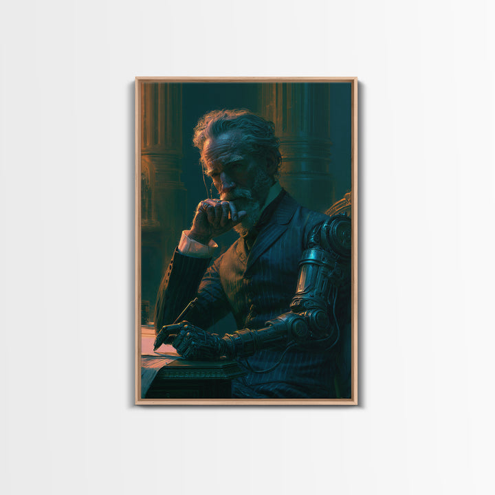 Victorian Inventor Portrait Canvas Print, Steampunk Art, Art Nouveau, Living Room Decor, Oil Painting, Mechanic, Modern Art, STE-2x3-39