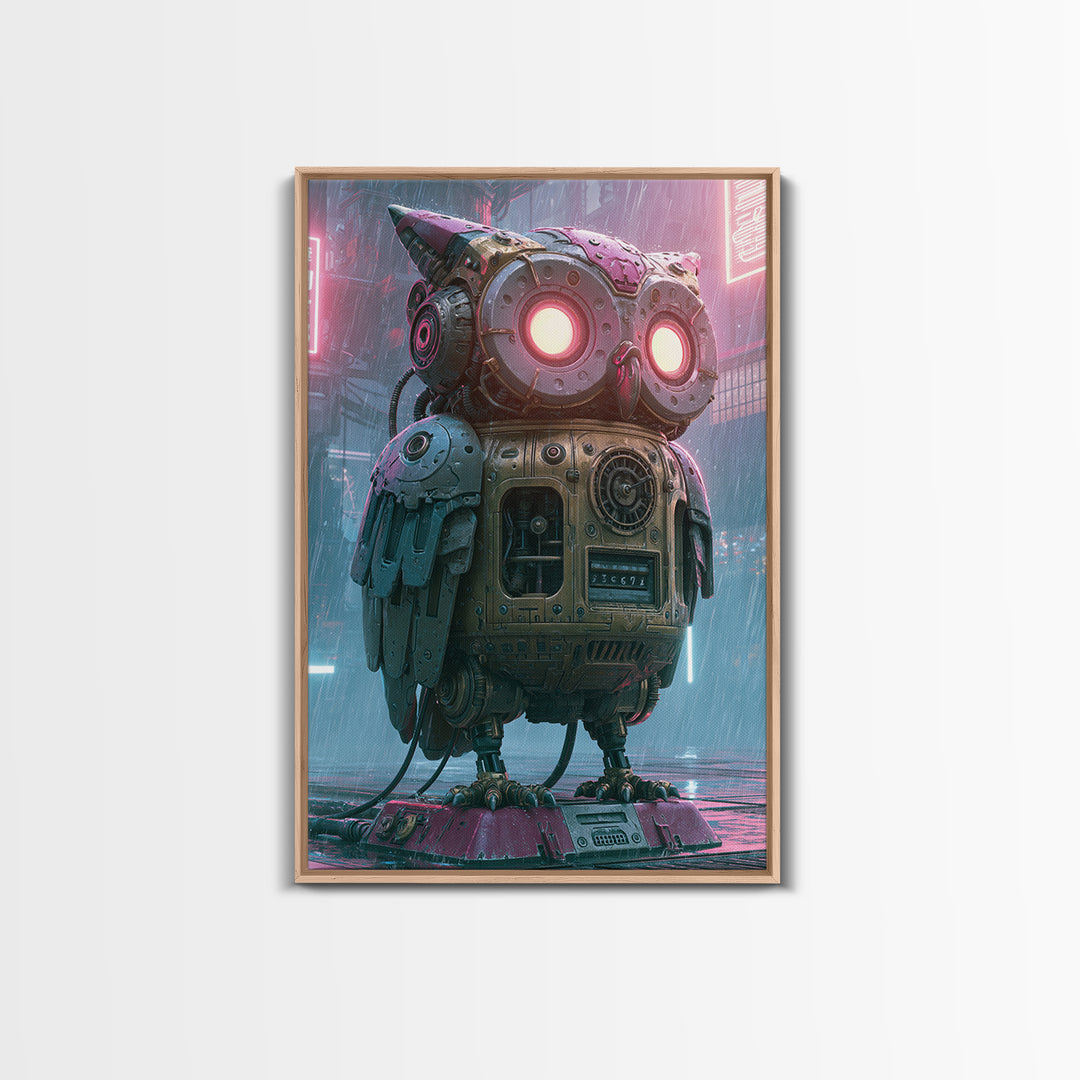 Brass Clockwork Owl Canvas Print, Steampunk Art, Cat Art, Living Room Decor, Oil Painting, Mechanic, Fine Art Print, STE-2x3-57