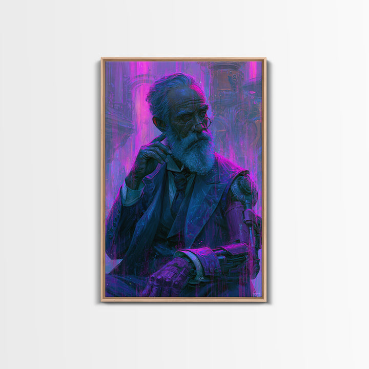 Victorian Inventor Portrait Framed Canvas Print, Steampunk Art, Whimsical Decor, Living Room Decor, Fine Art, Mechanic, STE-2x3-63