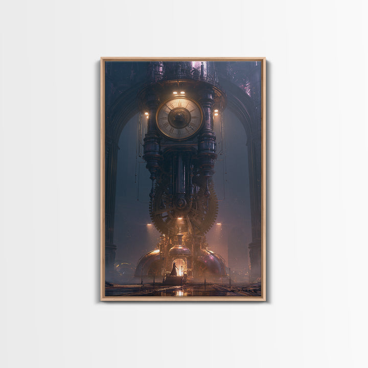 Clock Tower Gears Framed Canvas Print, Steampunk Art, Wall Art Print, Living Room Decor, Fine Art, Mechanic, Gallery Decor, STE-2x3-93